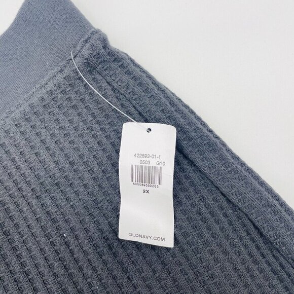 Old Navy Womens Plus Size 2X High-Waisted Waffle-Knit Pajama Shorts in Gray 1929 - Picture 5 of 7